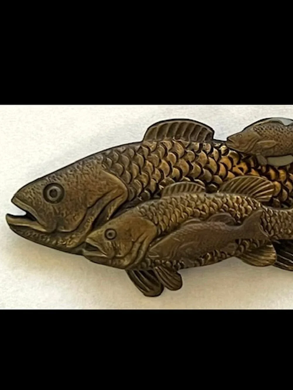 Vintage FISH Brasstone Steampunk Brooch Thomas Mann Style